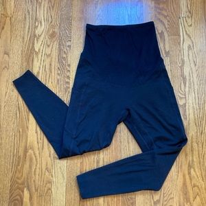 Women’s maternity fleece lined leggings workout pockets full panel size M black